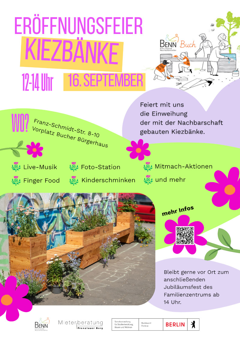 BENN Buch Kiezbänke Eröffnungsfeier 16.09.2026 Plakat kl