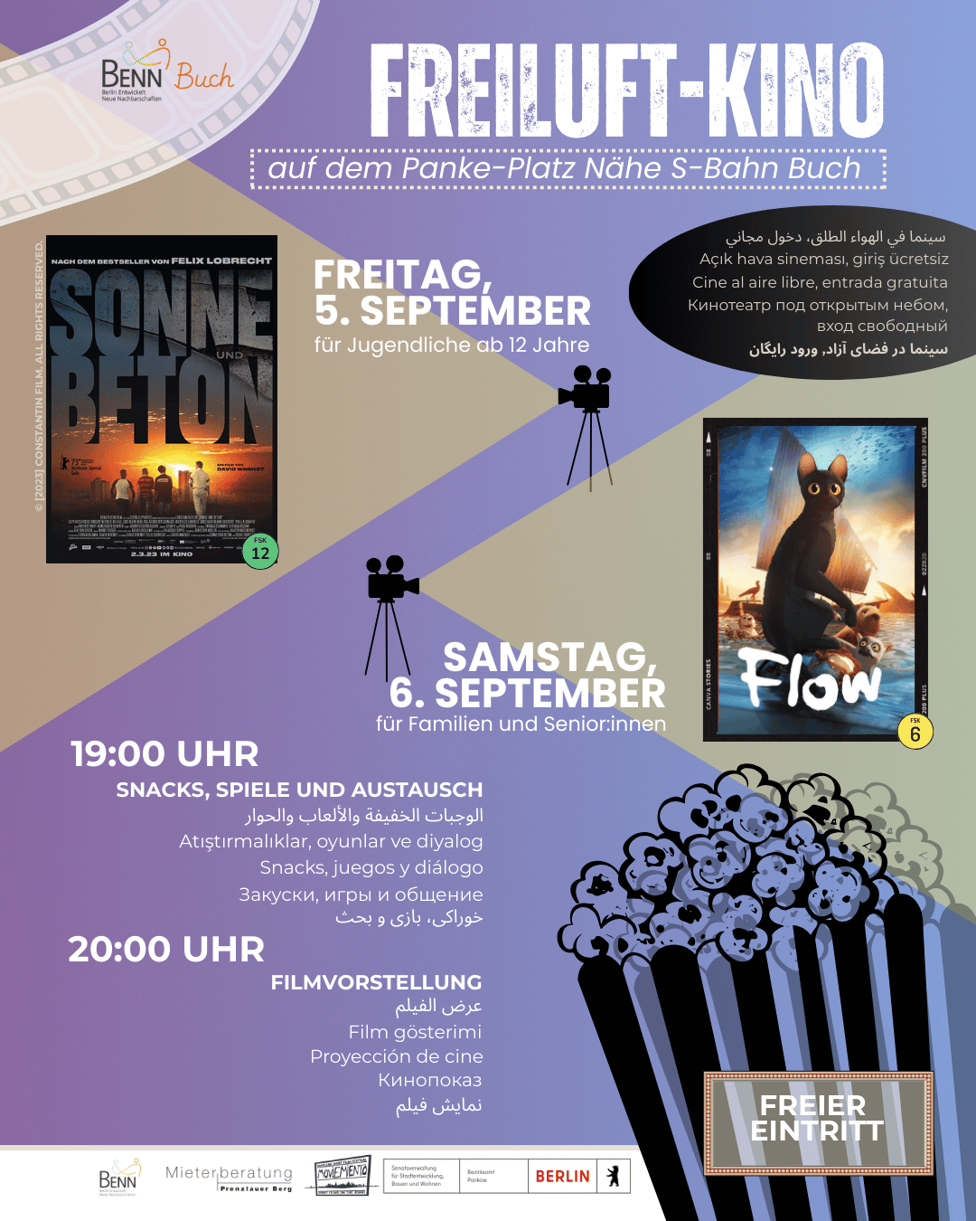 Freiluftkino auf dem Panke-Platz am 5.&6.September
